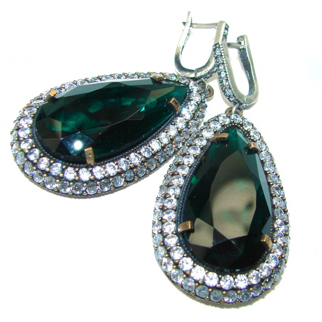 Large Very Unique Green Topaz .925 Sterling Silver handcrafted chandelier earrings
