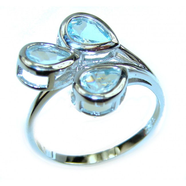 Aquamarine .925 Sterling Silver handcrafted ring; s. 9 1/4