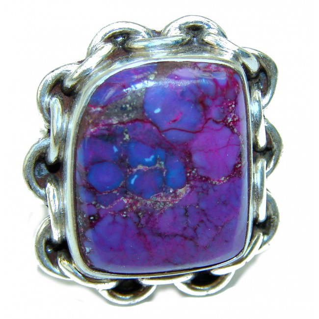 Purple Turquoise .925 Sterling Silver handcrafted ring; s. 7