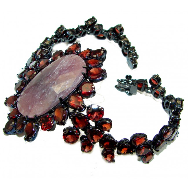 Beauty of Nature Ruby black rhodium over .925 Sterling Silver handmade Bracelet