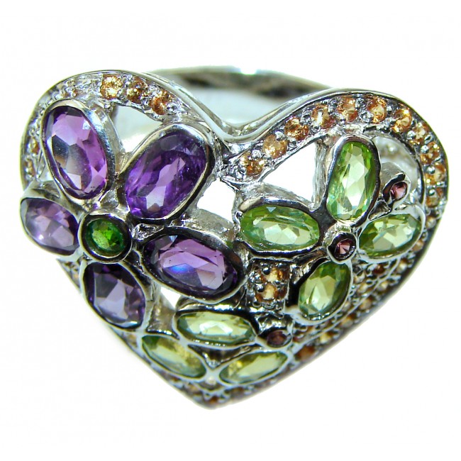 Sweet Heart Purple AMETHYST .925 Silver handcrafted Ring s. 9