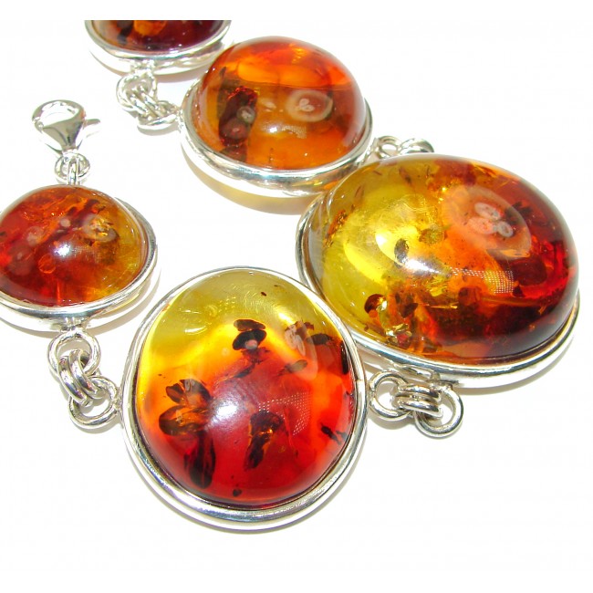 Large Beautiful Amber .925 Sterling Silver handcrafted Bracelet