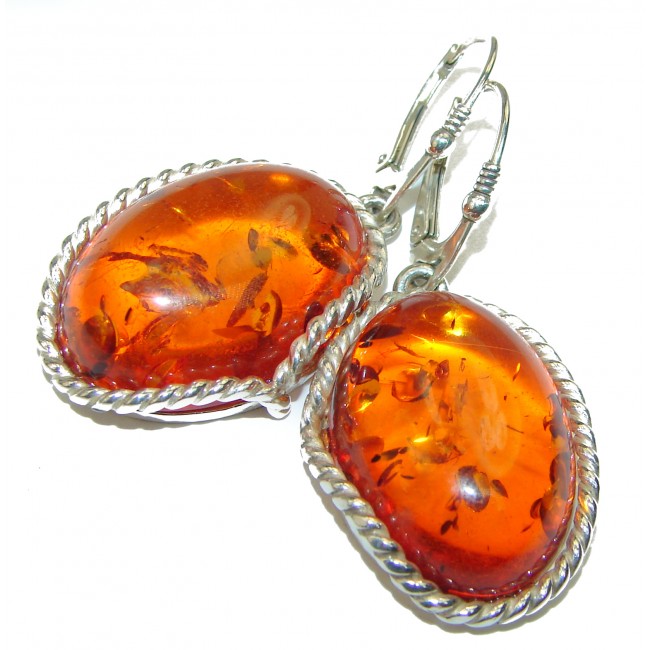 Amber .925 Sterling Silver entirely handcrafted chunky earrings