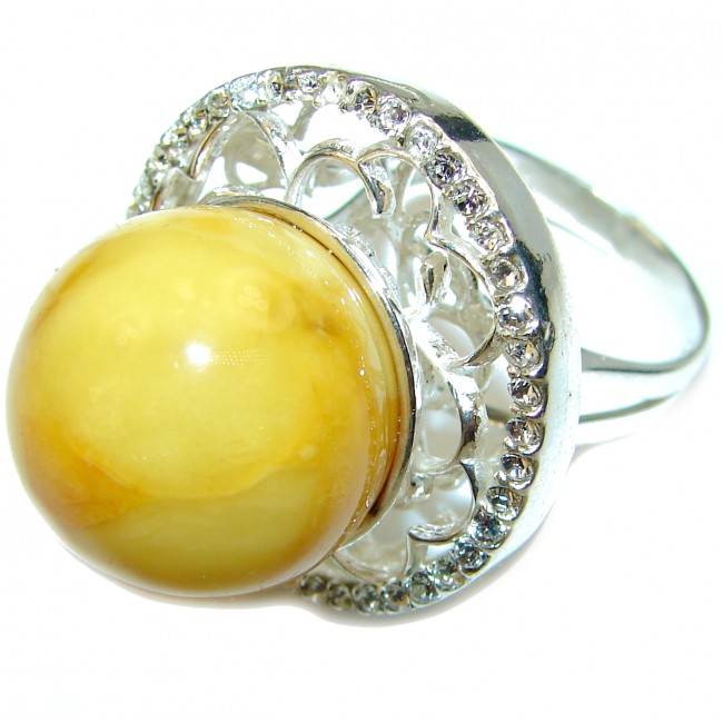 Authentic Baltic Amber 14K Gold over .925 Sterling Silver handcrafted ring; s. 8 1/4