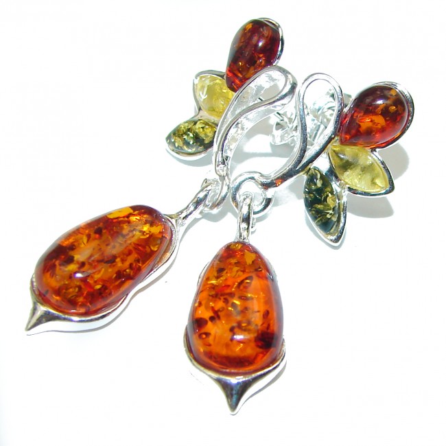 Amber .925 Sterling Silver entirely handcrafted chunky earrings
