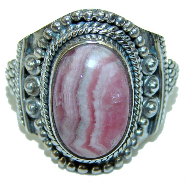 Argentinian Rhodochrosite .925 Sterling Silver handmade ring size 8 1/2