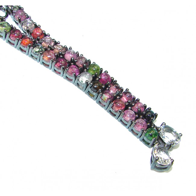 Authentic Brazilian Watermelon Tourmaline black rhodium over .925 Sterling Silver handcrafted necklace