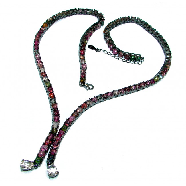 Authentic Brazilian Watermelon Tourmaline black rhodium over .925 Sterling Silver handcrafted necklace