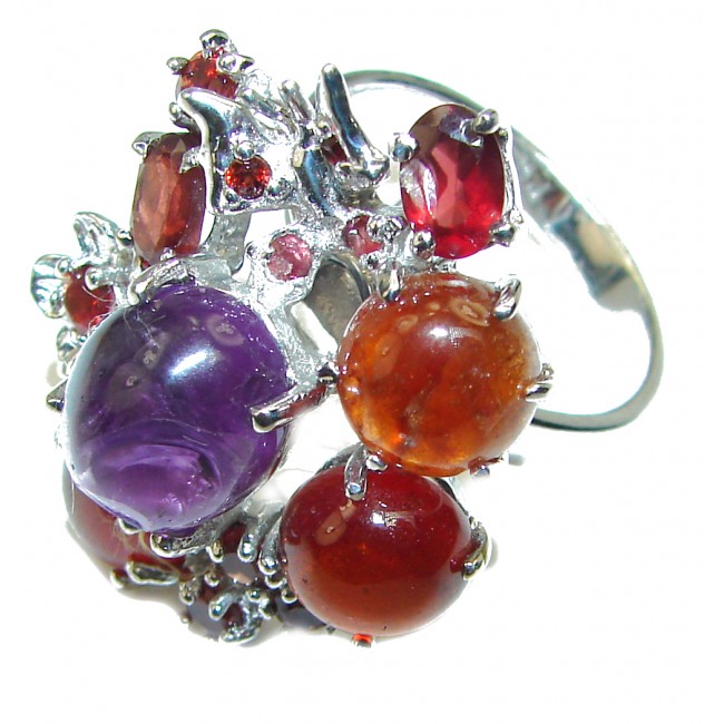 Real Beauty Ruby Amethyst .925 Sterling Silver HANDCRAFTED Ring size 9