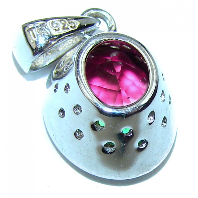 Deluxe oval cut Tourmaline .925 Sterling Silver handmade Pendant