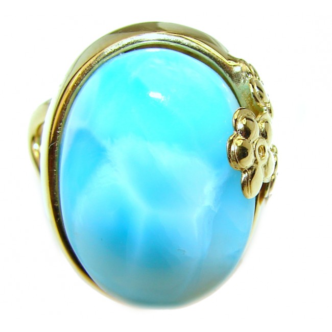 17.4 carat Larimar 18K Gold over .925 Sterling Silver handcrafted Ring s. 9 1/4