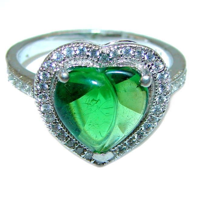 My heart Authentic volcanic Green Helenite .925 Sterling Silver ring s. 8