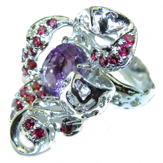 Purple Extravaganza Amethyst .925 Sterling Silver HANDCRAFTED Ring size 8