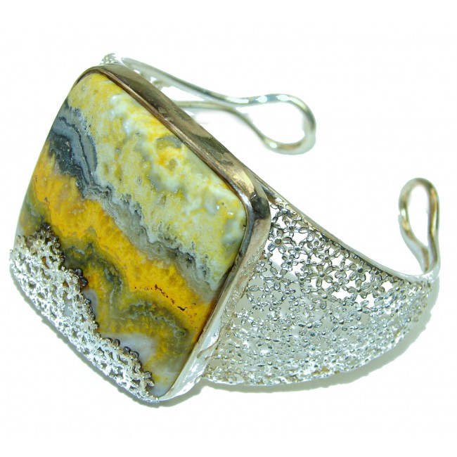 Genuine Volcanic Bumble Bee Jasper .925 Sterling Silver handcrafted Bracelet / Cuff