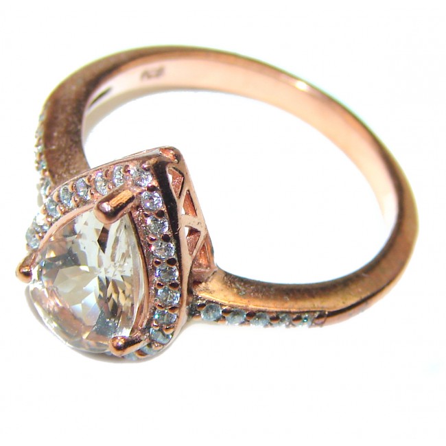 Exceptional Morganite 18K Rose Gold over .925 Sterling Silver handcrafted ring s. 7 1/4