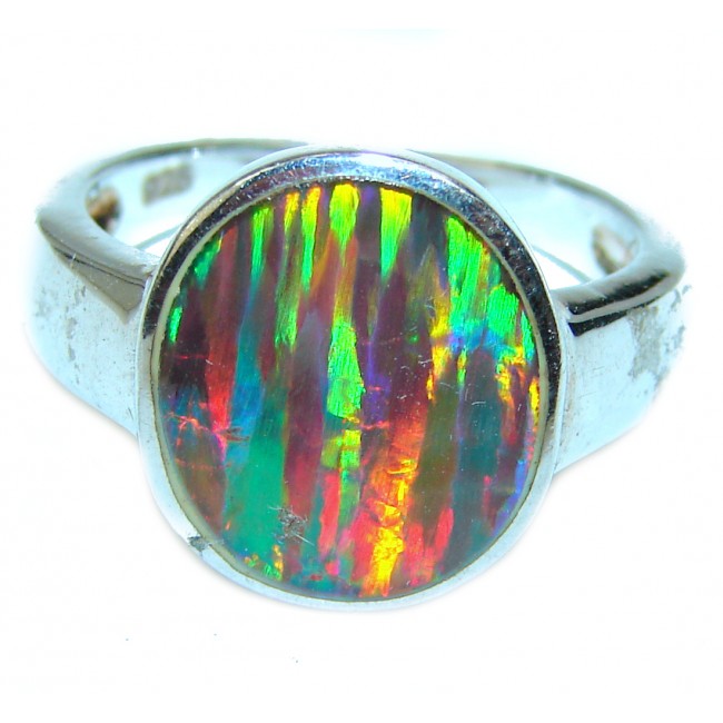Australian Doublet Opal .925 Sterling Silver handcrafted ring size 6