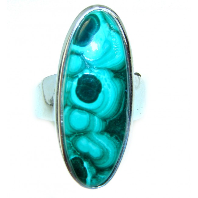 Green Beauty Malachite .925 Sterling Silver handcrafted ring size 7