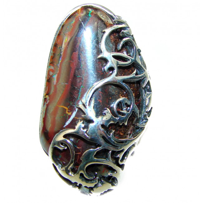 Spectacular Australian Koroit Opal .925 Sterling Silver handcrafted Ring size 7 3/4