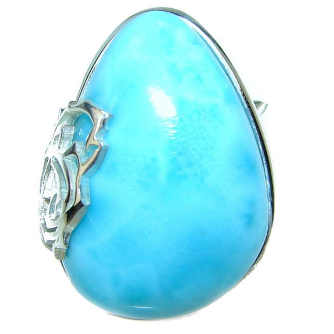 Caribbean Treasure authentic Blue Larimar .925 Sterling Silver handmade ring size 7 adjustable