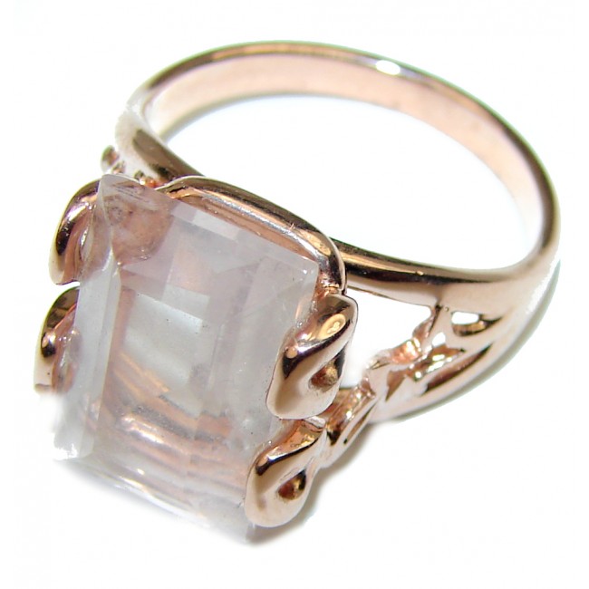 8.2 carat Rose Quartz 18K Gold over .925 Sterling Silver brilliantly handcrafted ring s. 8