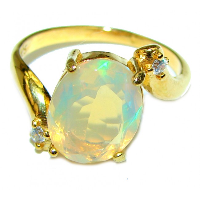 EVOLUTIONARY BEAUTY Genuine 5.5 carat Ethiopian Opal 18K Gold over.925 Sterling Silver handmade Ring size 6