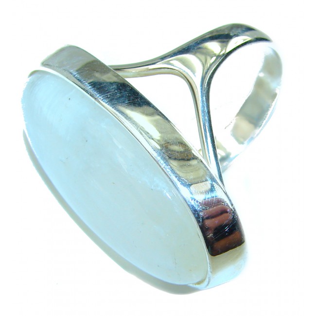 Huge Best quality Genuine Fire Moonstone .925 Sterling Silver handcrafted ring size 7