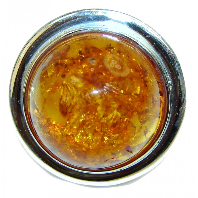 Authentic Baltic Amber .925 Sterling Silver handcrafted ring; s. 6 1/2