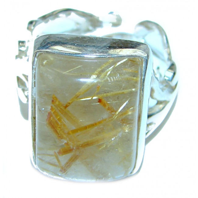 Best quality Golden Rutilated Quartz .925 Sterling Silver handcrafted Ring Size 7 1/4