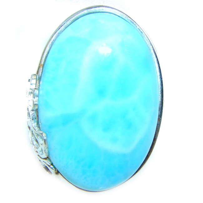 Precious Blue Larimar .925 Sterling Silver handmade ring size 7