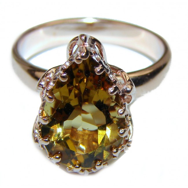 Champagne Smoky Topaz 14K Gold over .925 Sterling Silver Ring size 6 3/4