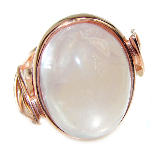 Large 15.2 carat Rose Quartz 18K Gold over .925 Sterling Silver brilliantly handcrafted ring s. 7