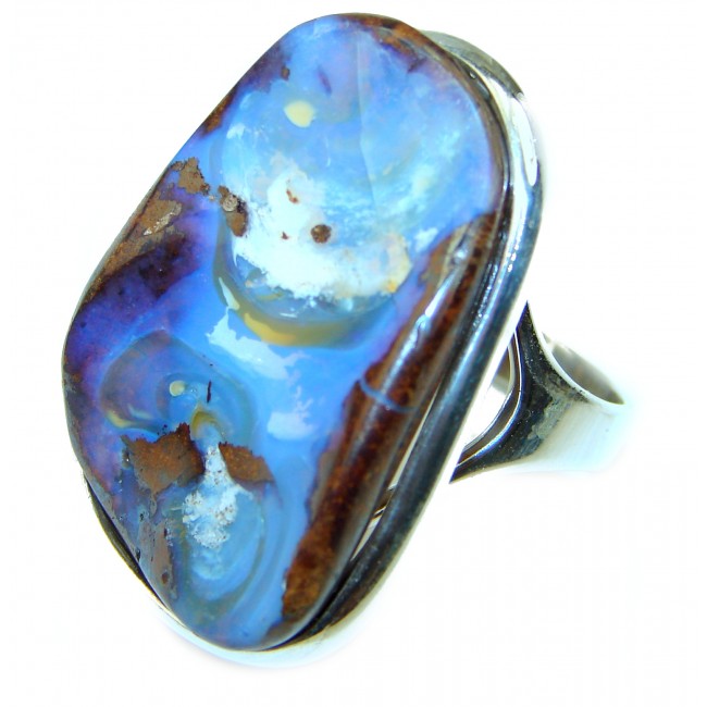 Australian Boulder Opal .925 Sterling Silver handcrafted ring size 7 3/4