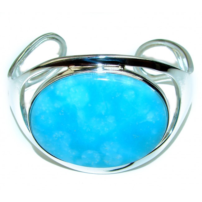 Modern Design Authentic Aquamarine .925 Sterling Silver Bracelet / Cuff