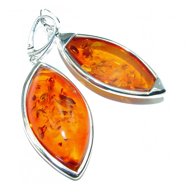 Bohemian Style Amber .925 Sterling Silver entirely handcrafted chunky earrings