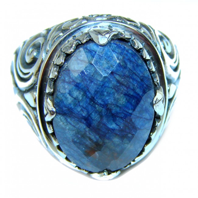 Blue Beauty 12.5 carat authentic Sapphire .925 Sterling Silver Ring size 8 1/4