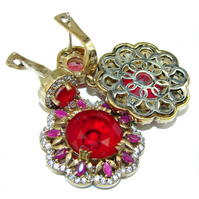Incredible Beauty created Ruby .925 Sterling Silver handcrafted earrings