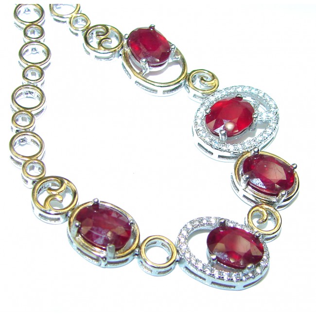 Luxurious Authentic Ruby .925 Sterling Silver handmade Bracelet