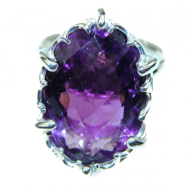 Purple African Amethyst .925 Sterling Silver HANDCRAFTED Ring size 6 1/4