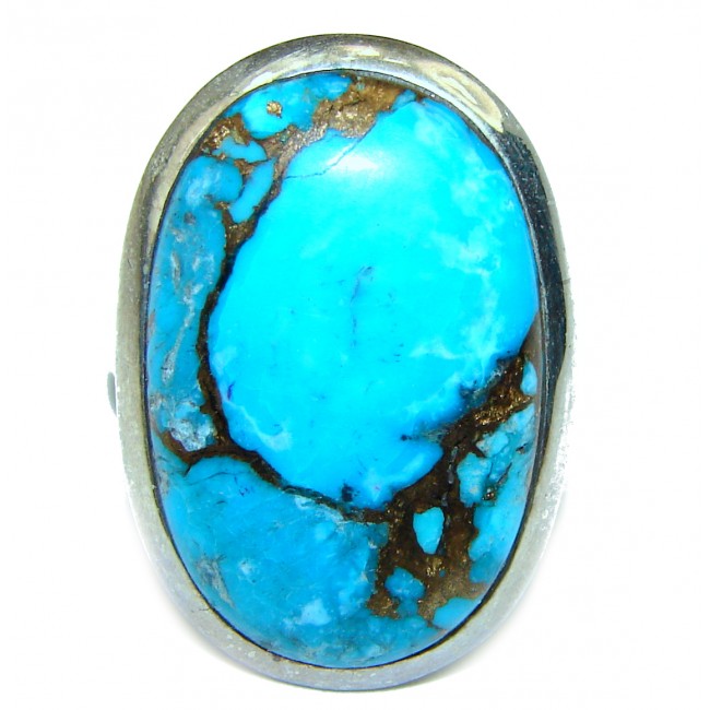 Copper Turquoise .925 Sterling Silver ring; s. 7 1/2