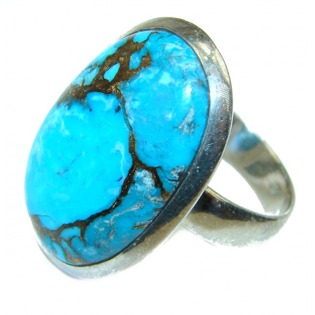 Copper Turquoise .925 Sterling Silver ring; s. 7 1/2