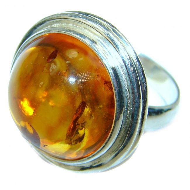 Authentic Baltic Amber .925 Sterling Silver handcrafted ring; s. 7