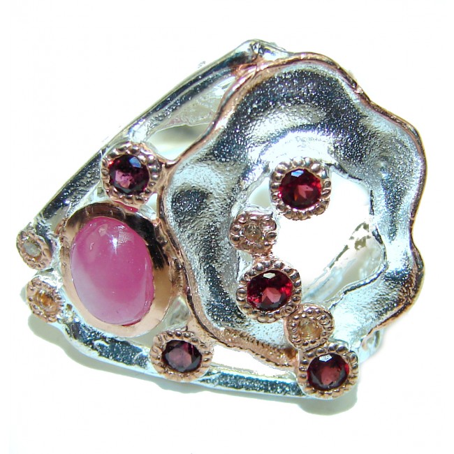 Real Beauty Ruby .925 Sterling Silver HANDCRAFTED Ring size 6 3/4
