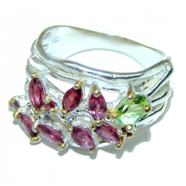 Authentic Garnet Peridot .925 Sterling Silver Ring size 8