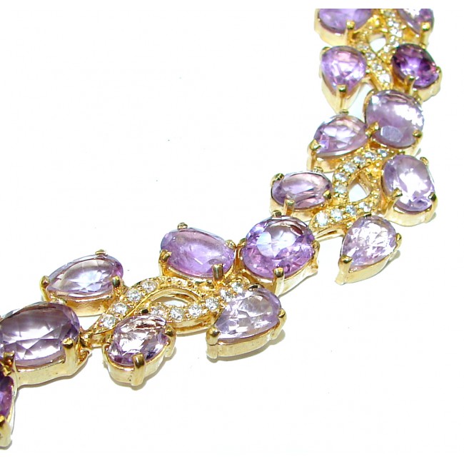 Exceptional Beauty authentic Amethyst 14K Gold over .925 Sterling Silver handmade Bracelet