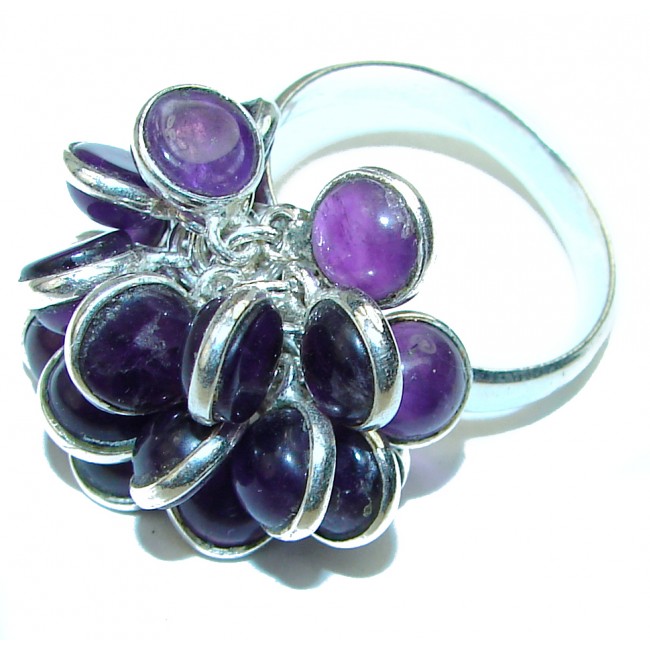 African Amethyst .925 Sterling Silver handmade CHA - CHA ring s. 11