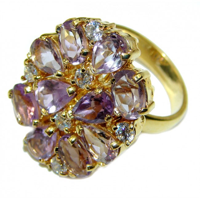 Incredible Amethyst 14K Gold over .925 Sterling Silver Handcrafted Ring size 7 3/4