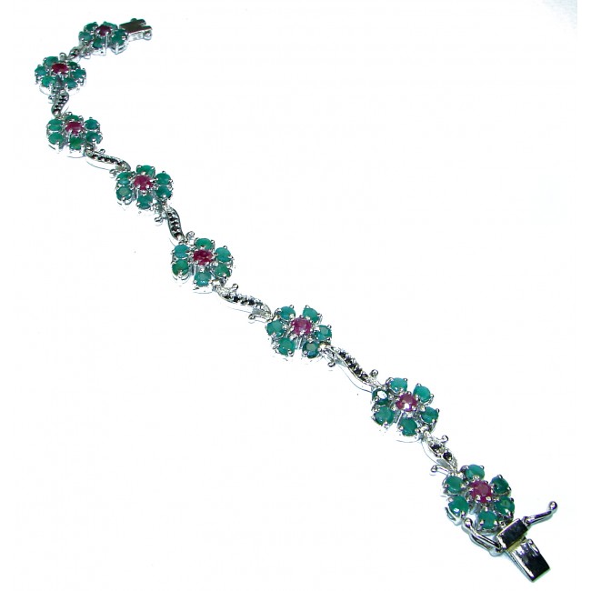 Victorian Style Emerald .925 Sterling Silver handcrafted Bracelet