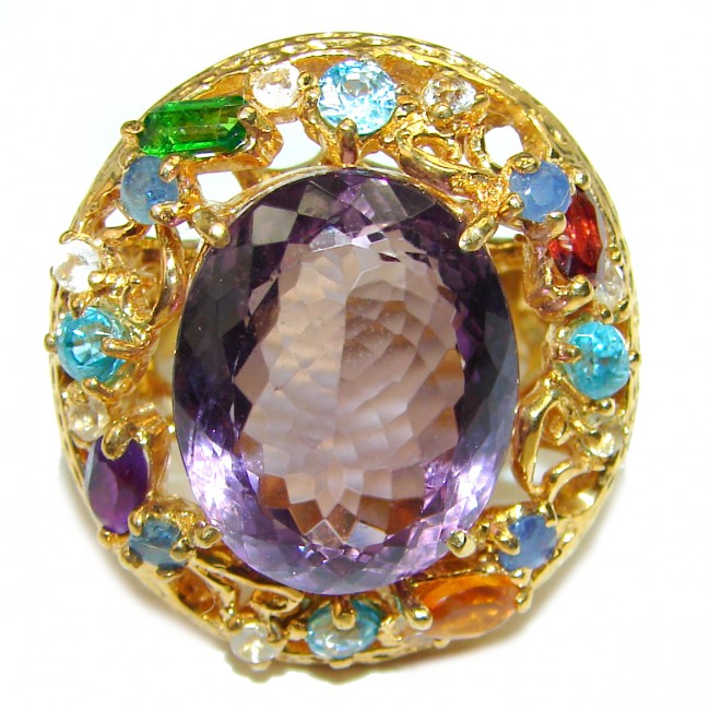 Purple Romance Amethyst 14K Gold over .925 Sterling Silver handcrafted ring size 8