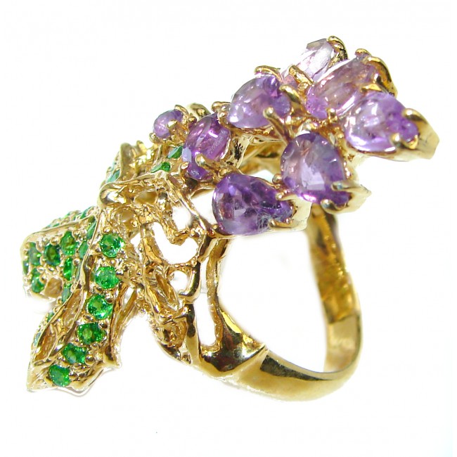 Autehntic Amethyst 14K Gold over .925 Sterling Silver Handcrafted Ring size 7 3/4