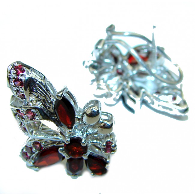 Authentic Garnet Sapphire .925 Sterling Silver handcrafted earrings